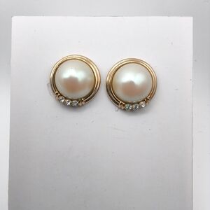 Vintage Richelieu Faux Pearl & Crystal Stud Style Earrings